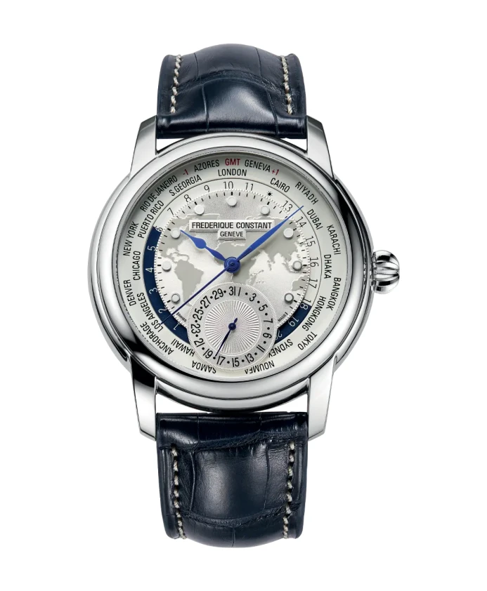 

Классические часы с мировым таймером Frederique Constant, синий