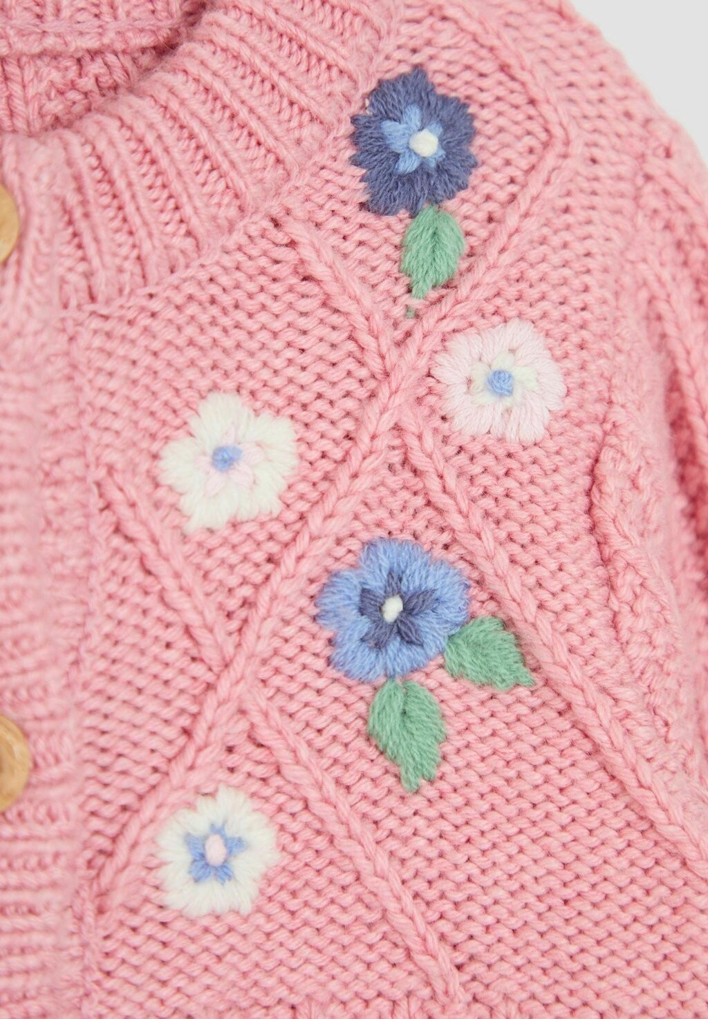 

Кардиган FLOWER EMBROIDERED CABLE, REGULAR FIT JoJo Maman Bébé, розовый