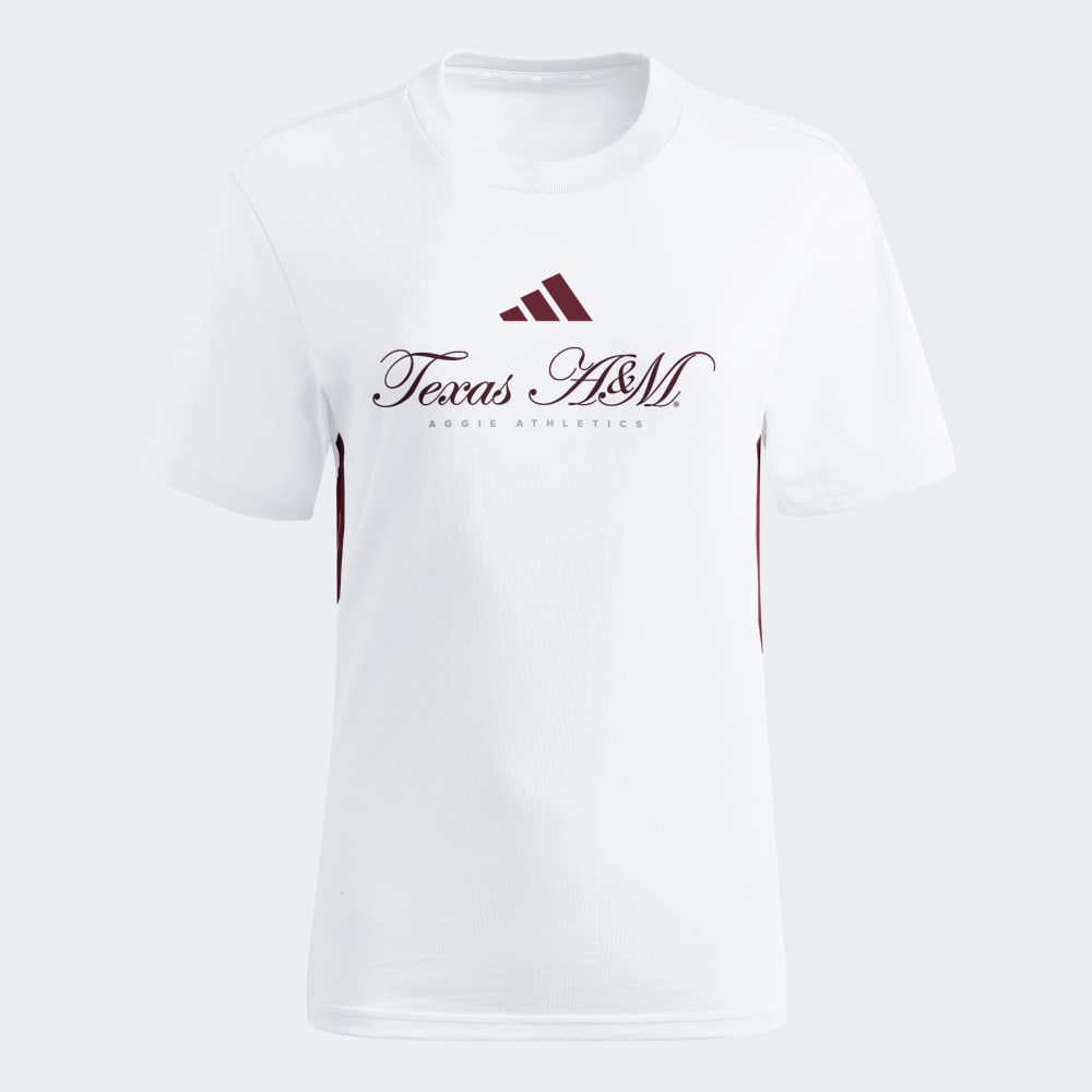 

Футболка Adidas Texas A&M Aggies Essentials 3-Stripes Tee, цвет White/Team Maroon/Multi