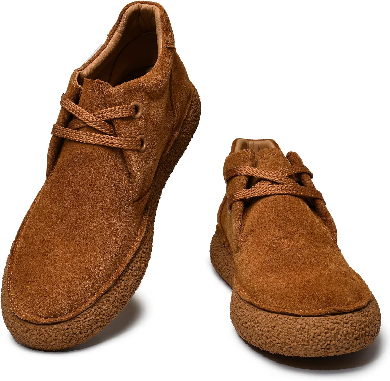 

Мужские ботинки JIONS Ankle Desert Chukka с шнуровкой из замши и кожи, с круглым носком и платформой, Brown-1