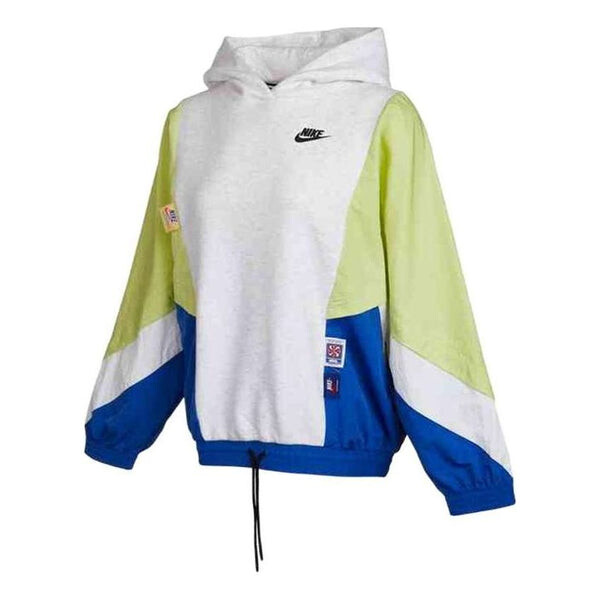 

Толстовка (WMNS) Nike Icon Clash Pullover Hoodie 'White Green Blue', белый