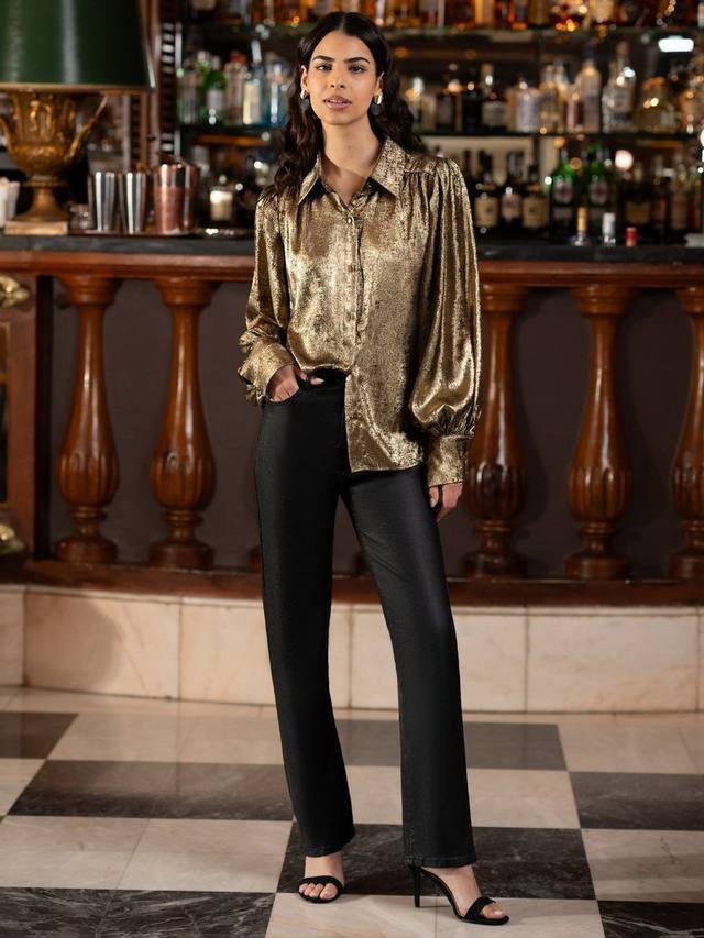 

Металлическая свободная рубашка Yumi, Gold