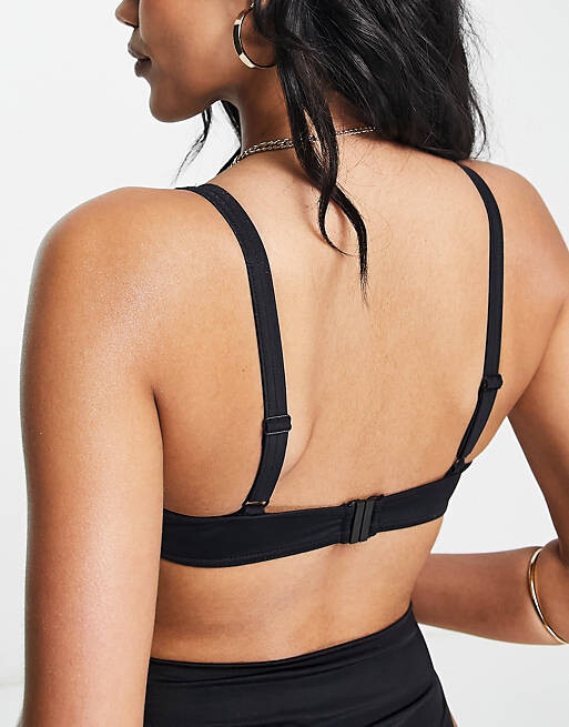 

Черный бикини-топ на косточках со ступенькой спереди ASOS DESIGN Fuller Bust