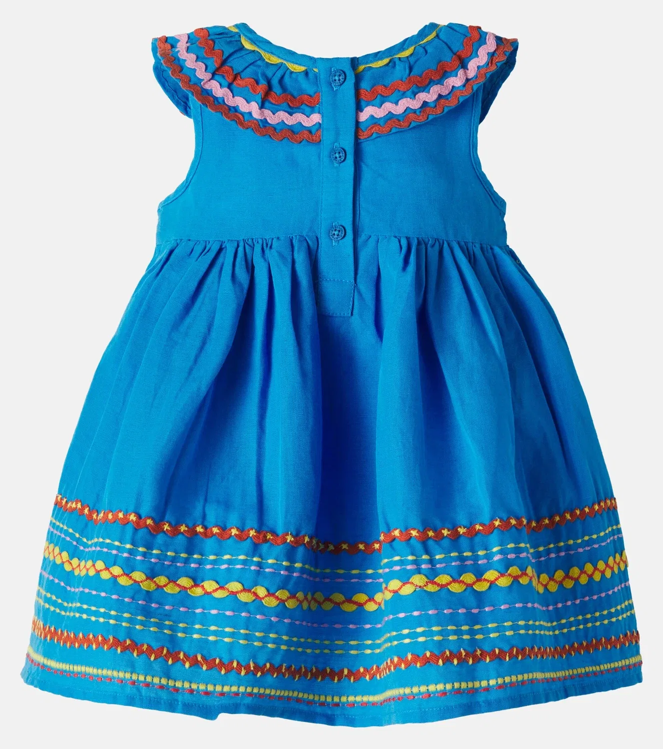 Платье из льна и хлопка с вышивкой Stella Mccartney Kids, синий — фото 2