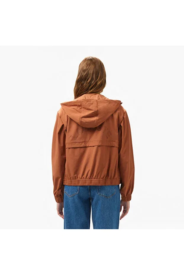 Женская куртка с капюшоном из твида Lacoste, Orange — фото 3