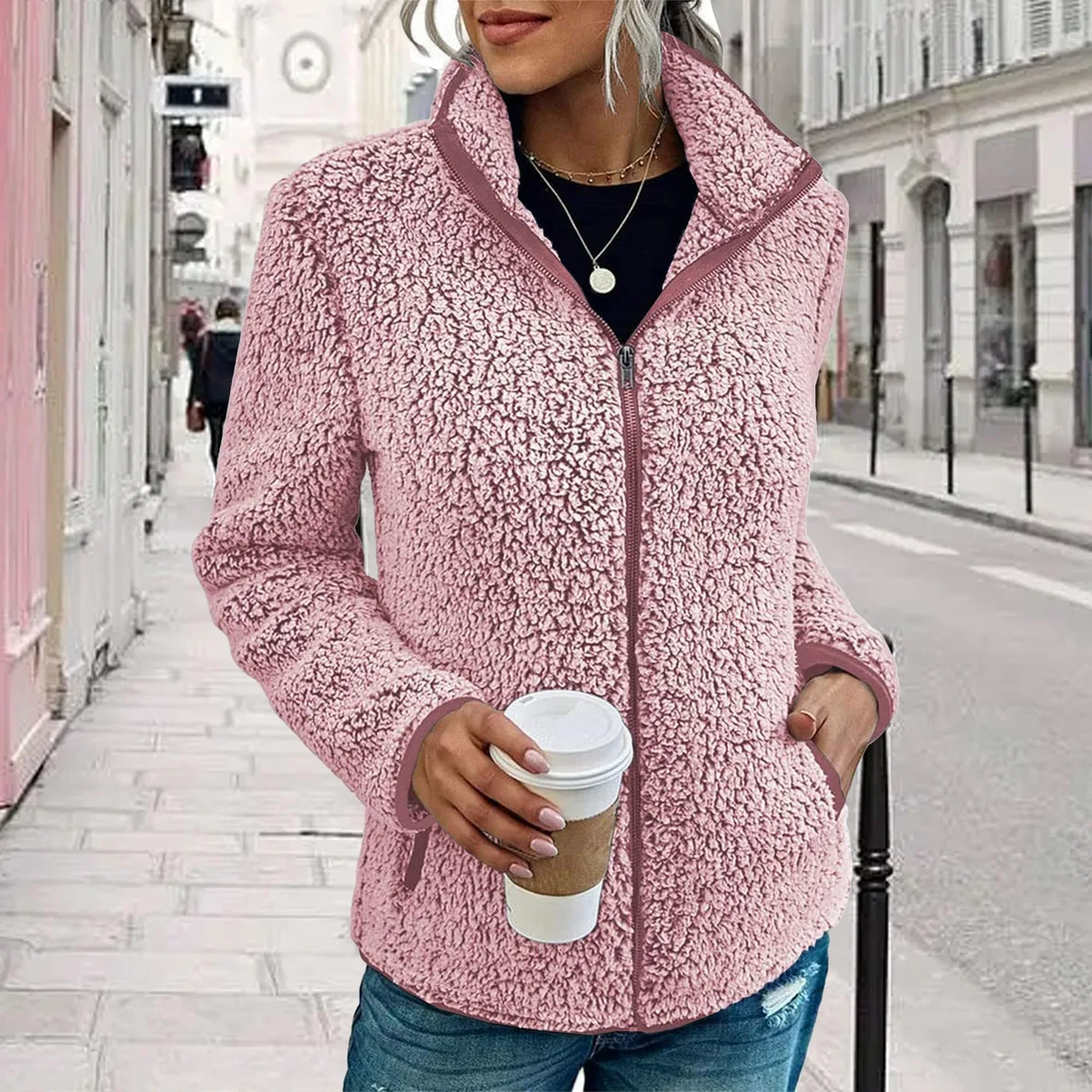 Женская куртка из флиса с принтом, на молнии, Rosa — фото 2