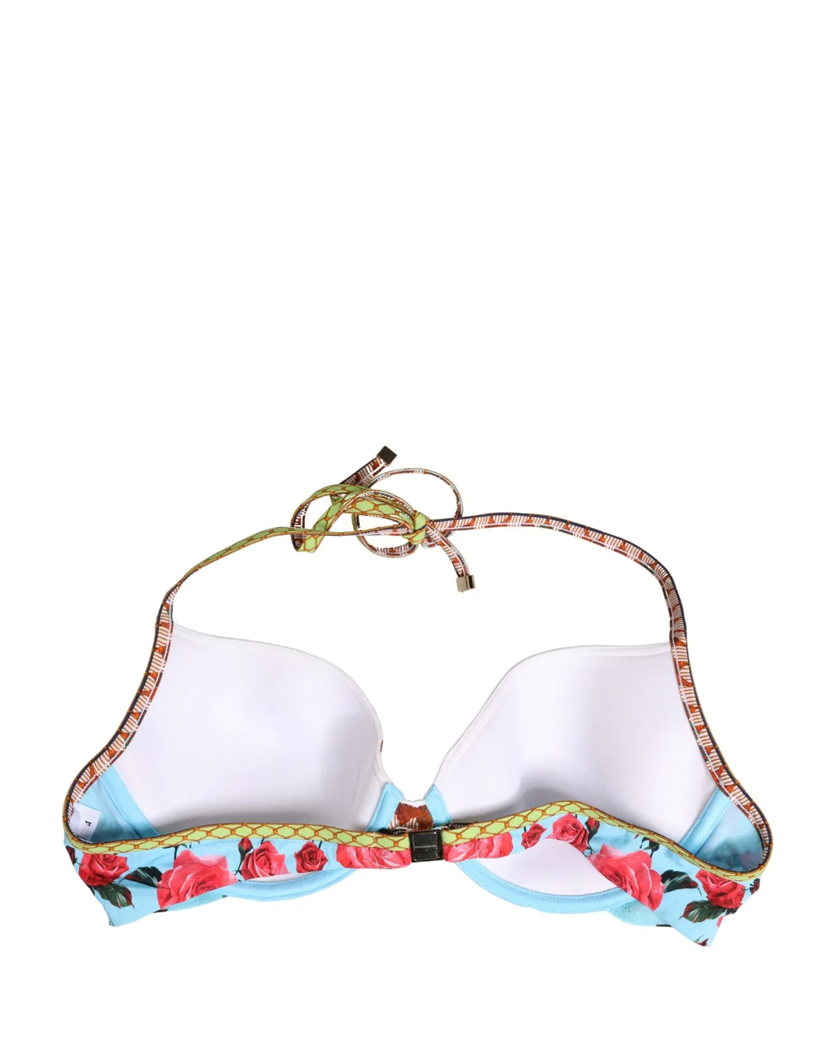 Женский топ бикини с цветочным принтом на завязках Multicolor Floral Print Halter Bikini Top Dolce & Gabbana, Multicolor — фото 2