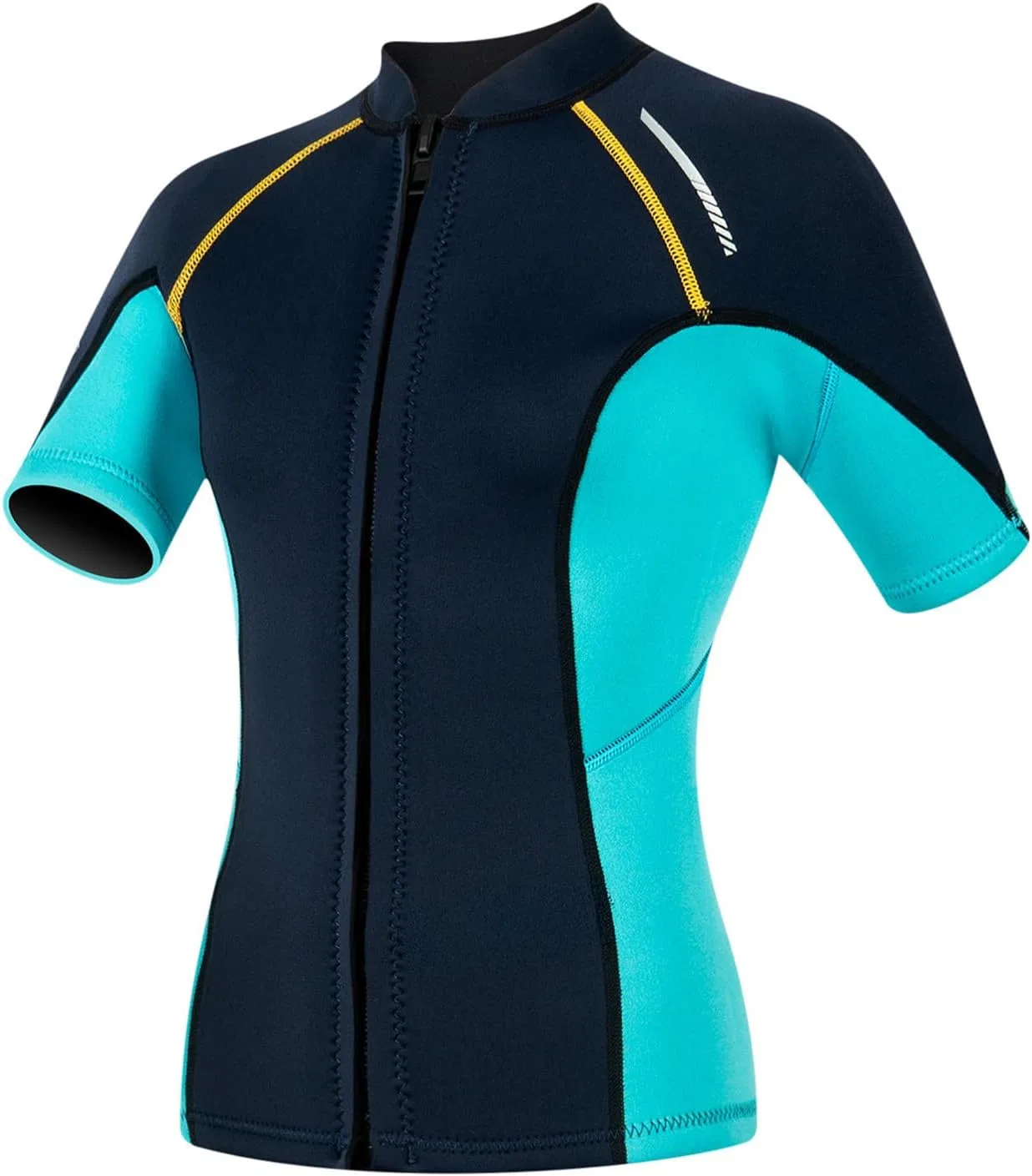 Женская рашгард с фронтальной молнией Color Block Swim Tops, Dark Blue — фото 3