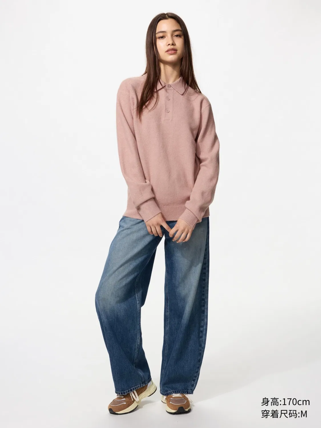 Джемпер поло вязаный из пряжи суфле Uniqlo, темно-серый — фото 4