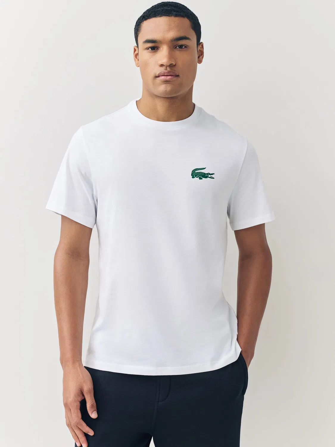 Футболка с принтом крокодила Lacoste, белая