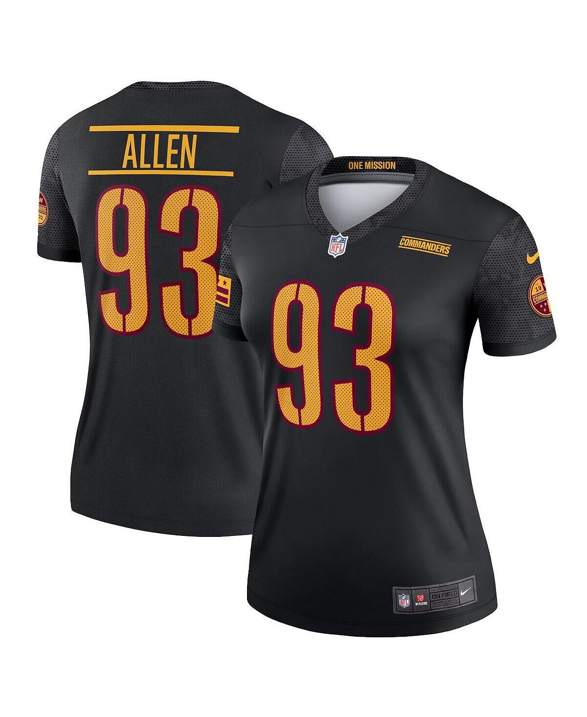 

Женская футболка jonathan allen black washington commanders alternate legend Nike, черный