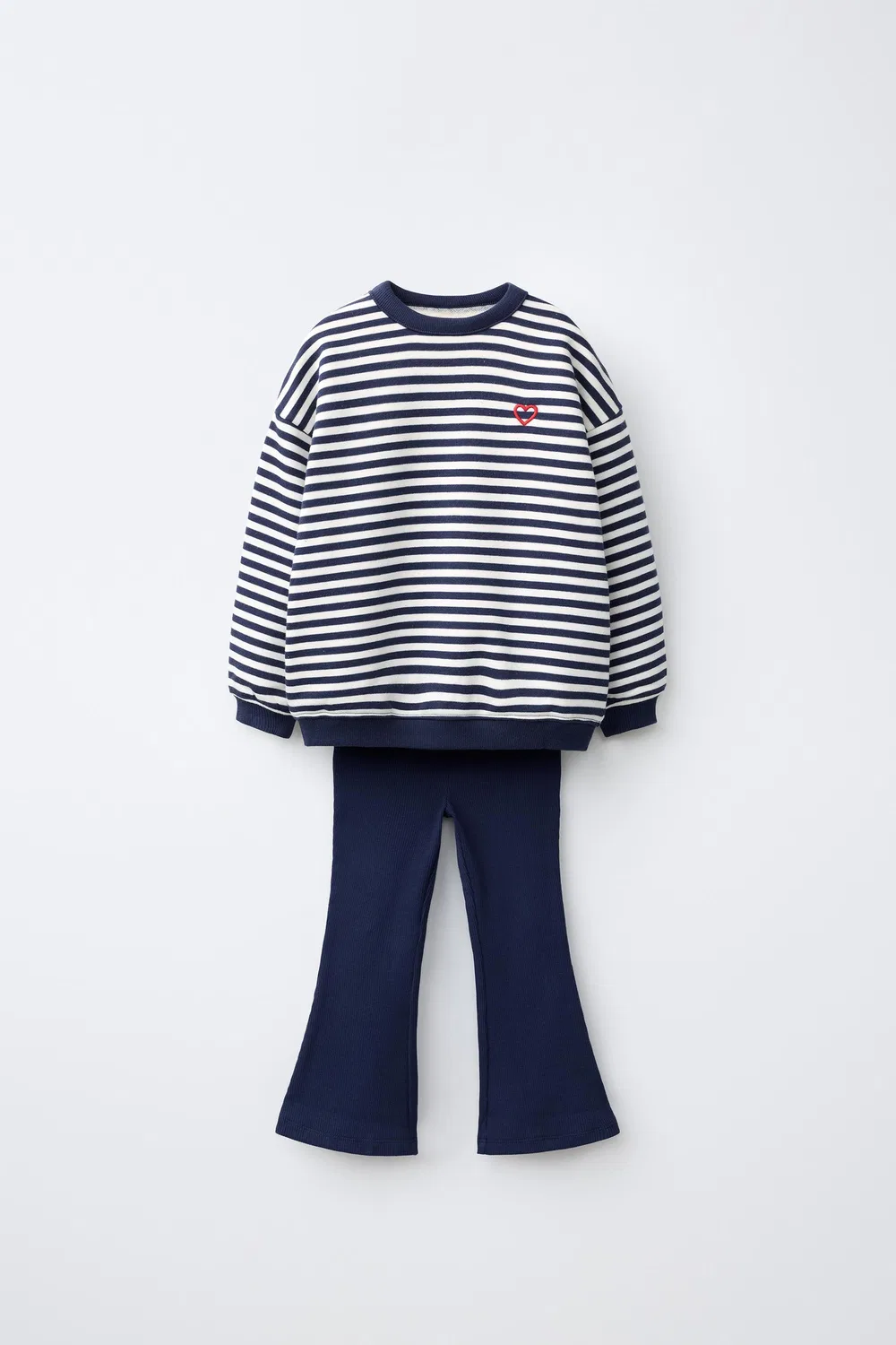 Комплект из полосатой толстовки и расклешенных леггинсов. ZARA, Blue