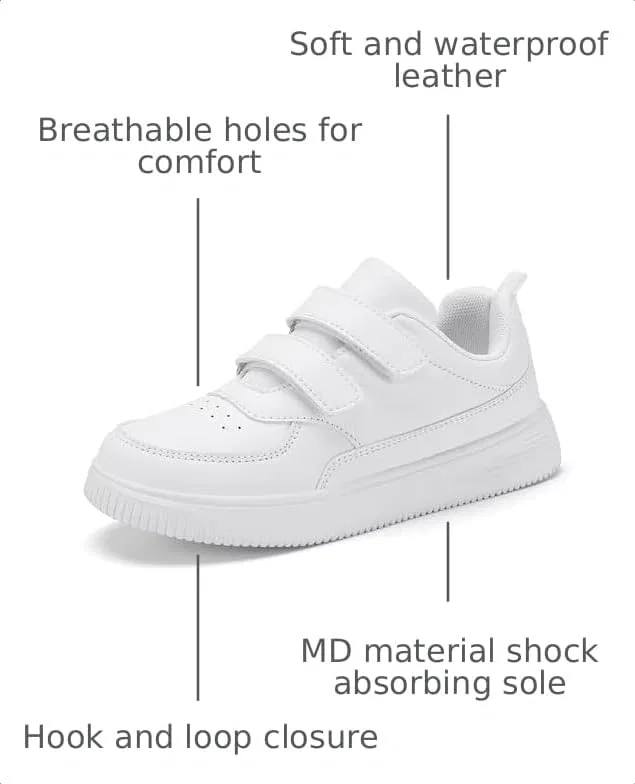 Детские кроссовки из кожи с принтом DSWED, Double Buckle White — фото 3