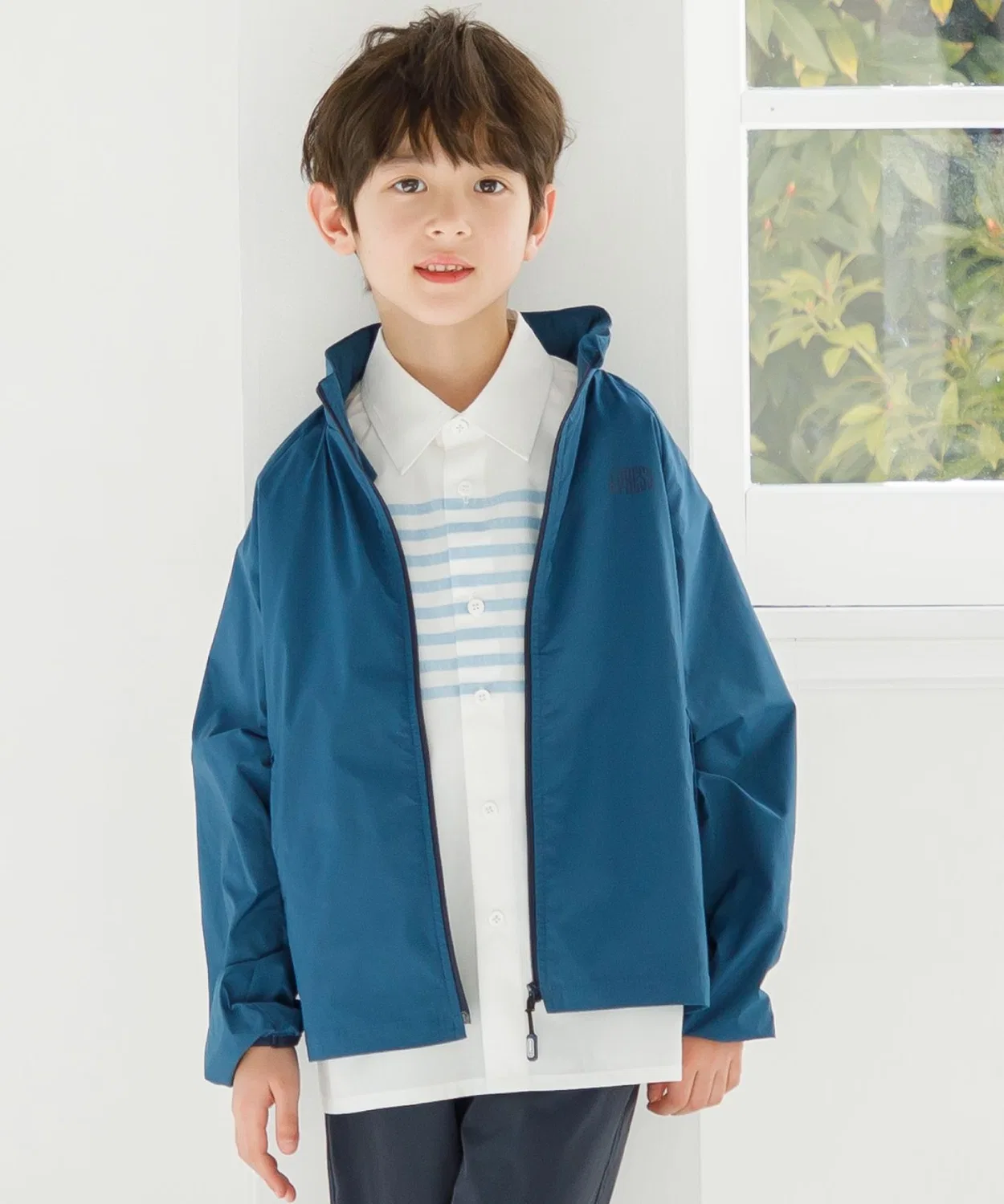 Детская куртка-ветровка с капюшоном, без рукавов, модель Weather Cloth J.PRESS, Dal Blue