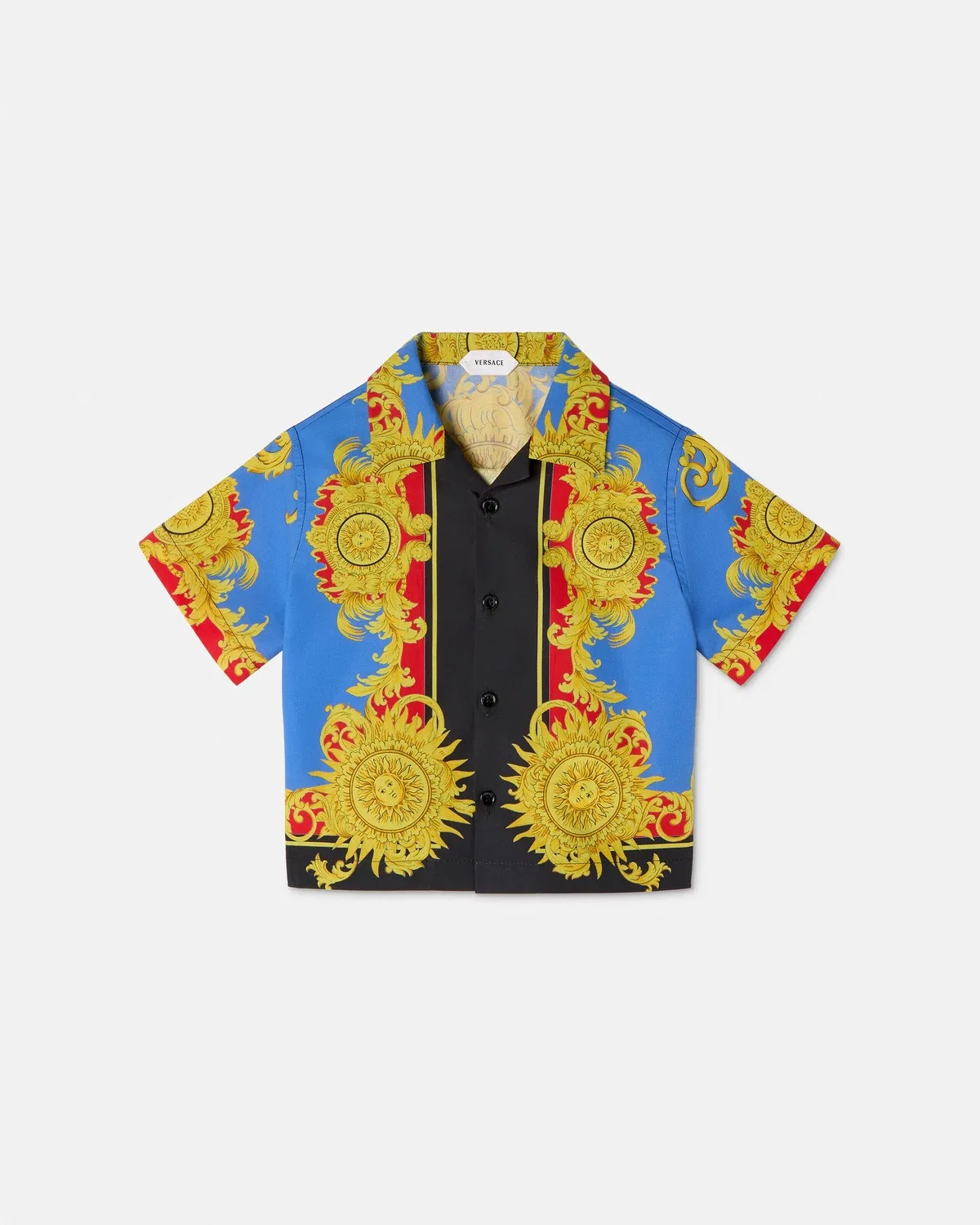 Рубашка из поплина с принтом для малышей VERSACE, синий