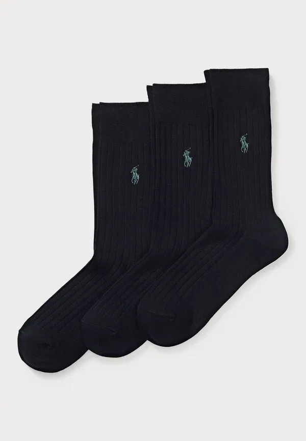 Носки комплект 3 пары Ribbed crew sock 3 pack Polo Ralph Lauren, черный
