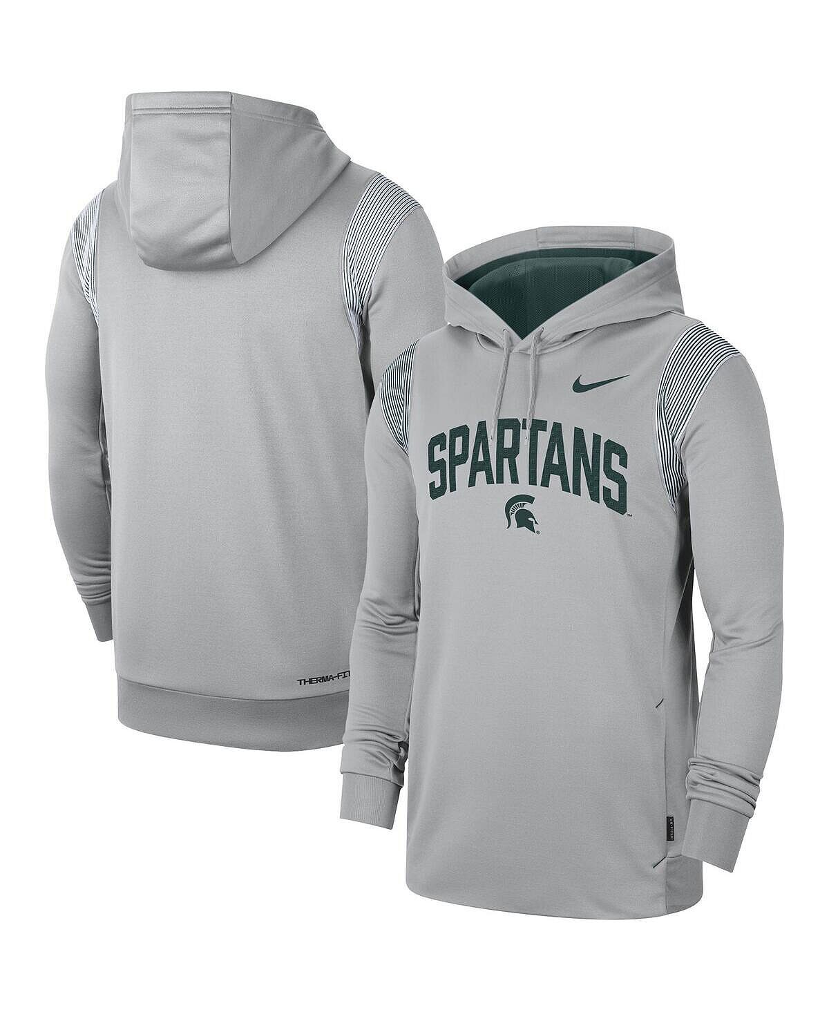 

Мужская серая толстовка с капюшоном michigan state spartans 2022 game day sideline performance pullover Nike, серый