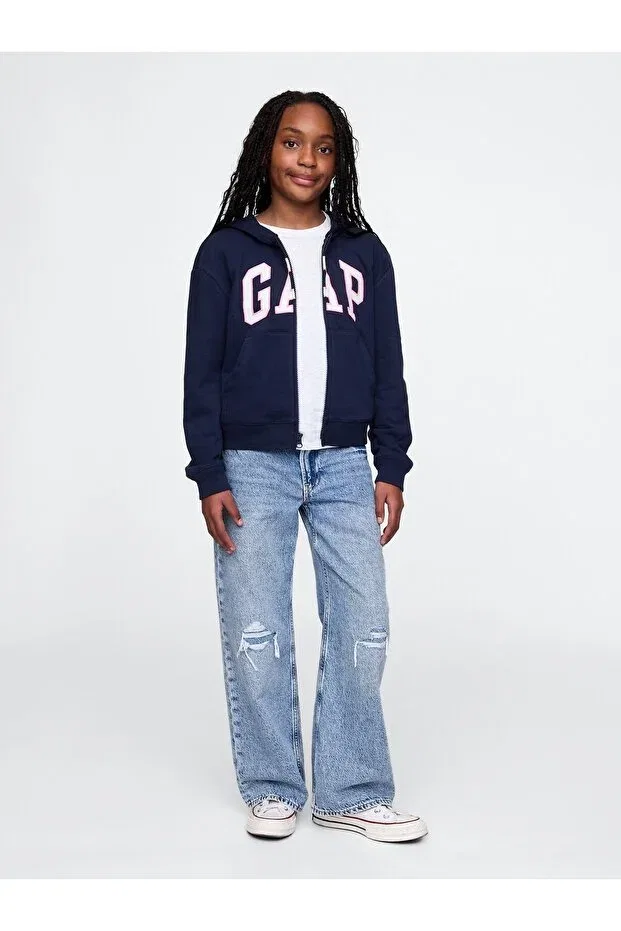 Детские свитшот для девочек с принтом Gap, Navy Blue-002 — фото 3