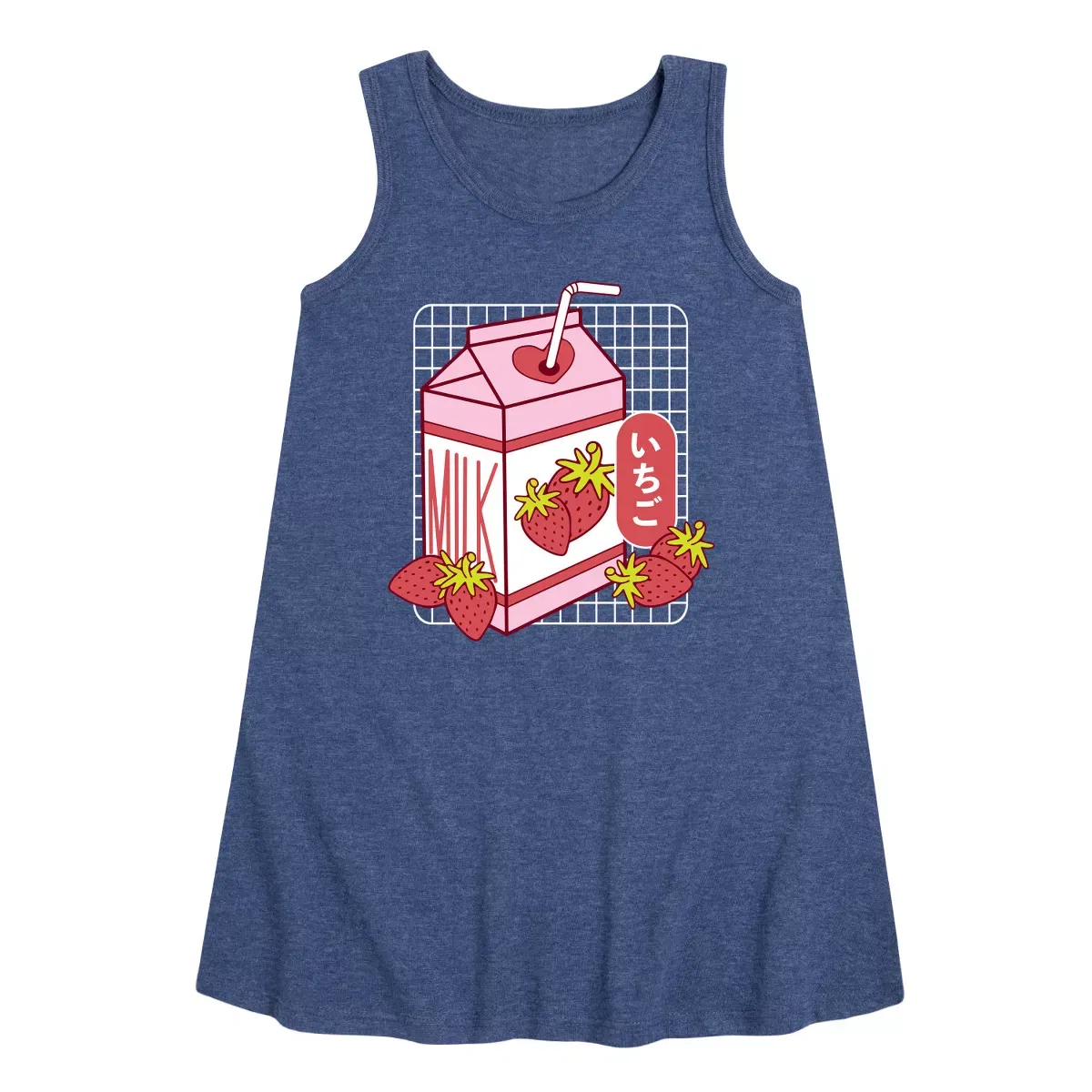 Детское платье-трапеция без рукавов Strawberry Milk Instant Message, Heather Navy