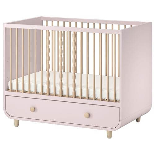 

Кроватка детская Ikea, 60x120 см, Myllra, бледно-розовый