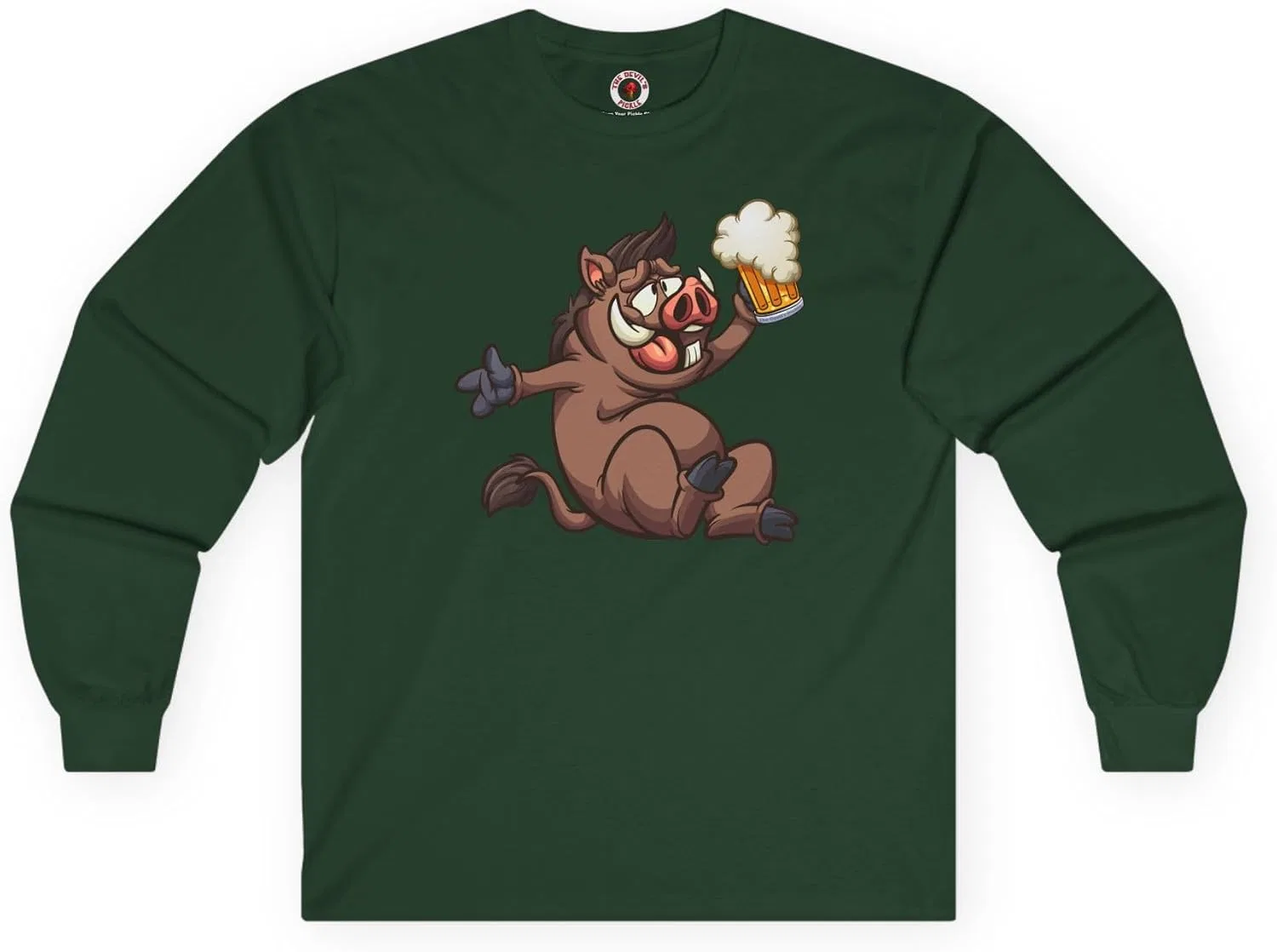 Женская футболка с длинным рукавом с кабаном Gildan 2400, Forest Green