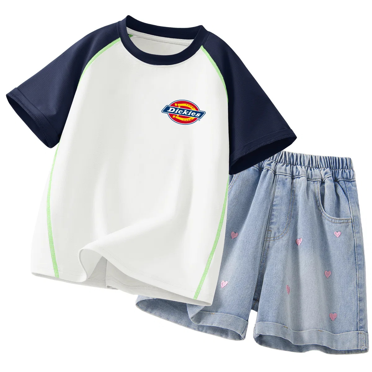 Детский спортивный комплект с принтом Dickies, Silicone Standard K Hidden White/Solid Color Denim Blue