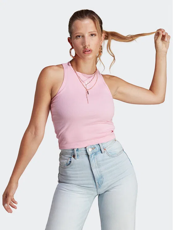 Футболка slim fit Adicolor Essentials Rib Tank Top Adidas, розовый