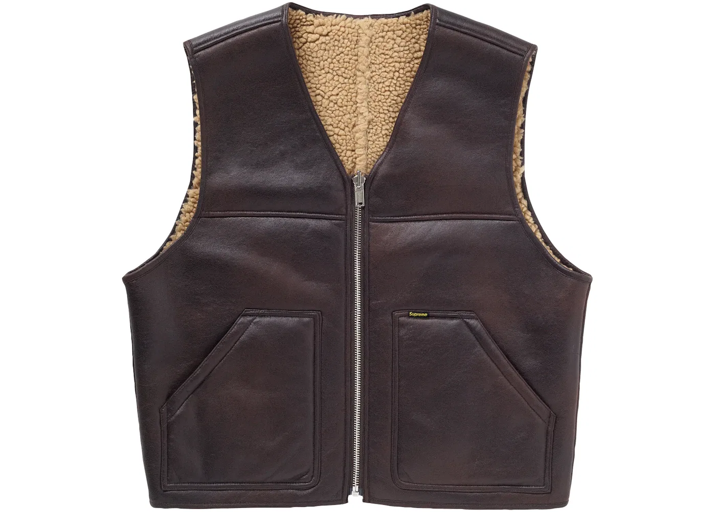 Мужской жилет из искусственного меха Supreme Reversible Faux Shearling Work Vest, Brown