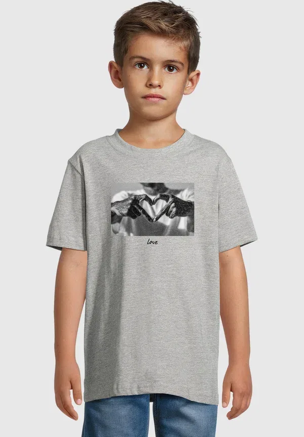 Футболка с фотопритом Heart sign Mister Tee, Heather Grey, светло-серый