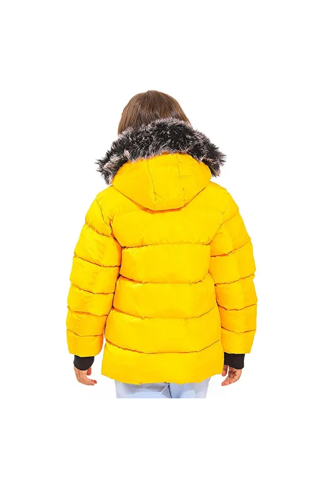 Детское зимнее пальто для девочек с капюшоном Slazenger, Yellow — фото 3