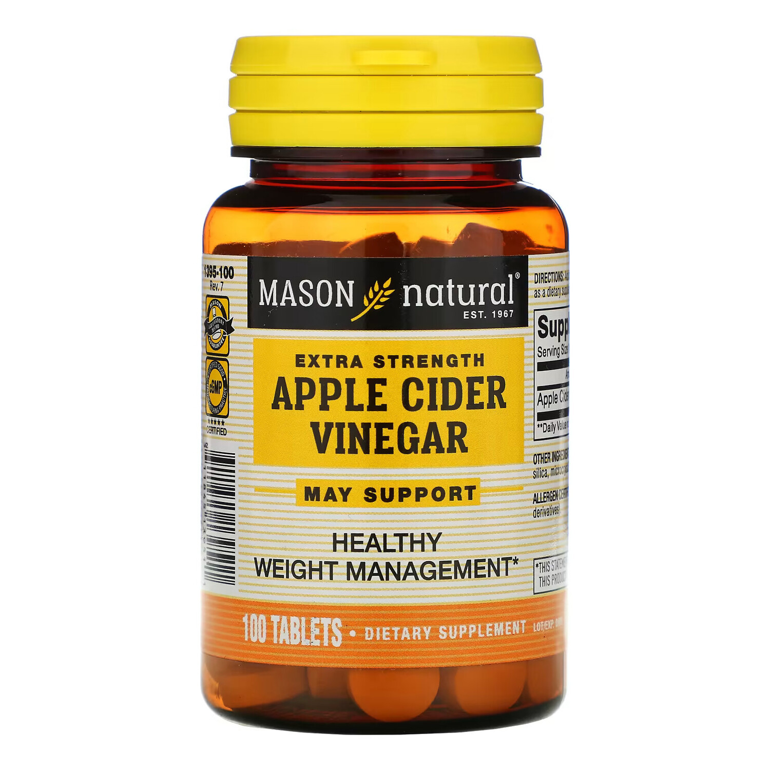 

Яблочный уксус Mason Natural особой крепости, 100 таблеток