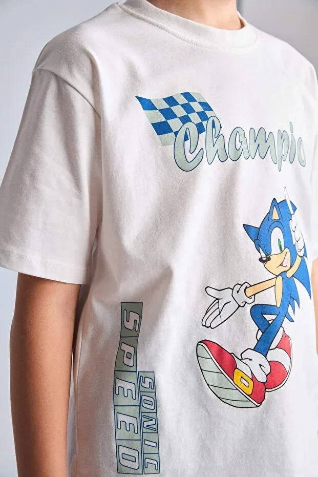 Детская футболка для мальчиков с принтом Sonic the Hedgehog Defacto, Ecru — фото 4