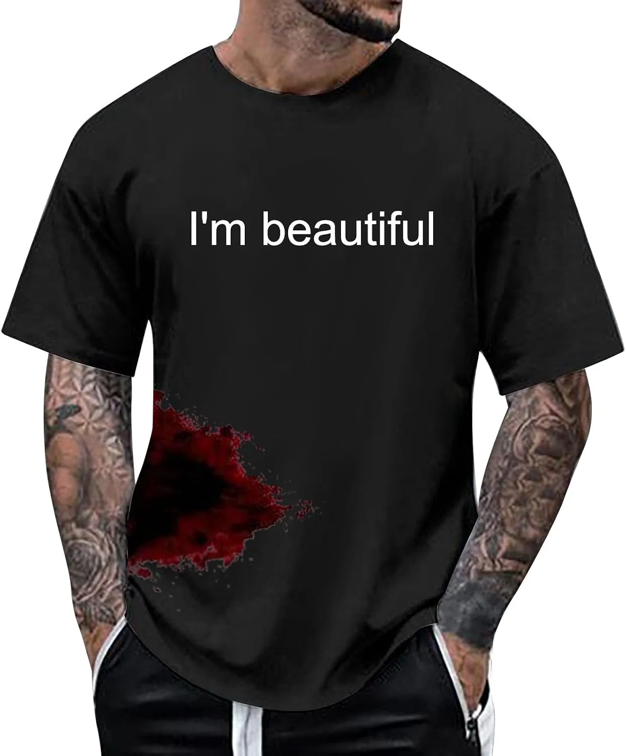Мужская футболка с кровавым принтом Im Beautiful, Black