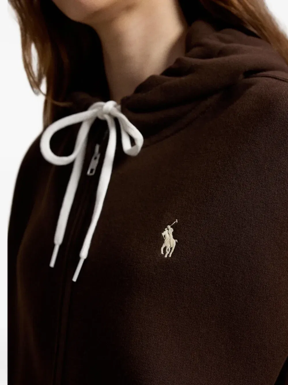 Худи на молнии с вышитым логотипом POLO RALPH LAUREN, коричневый — фото 4