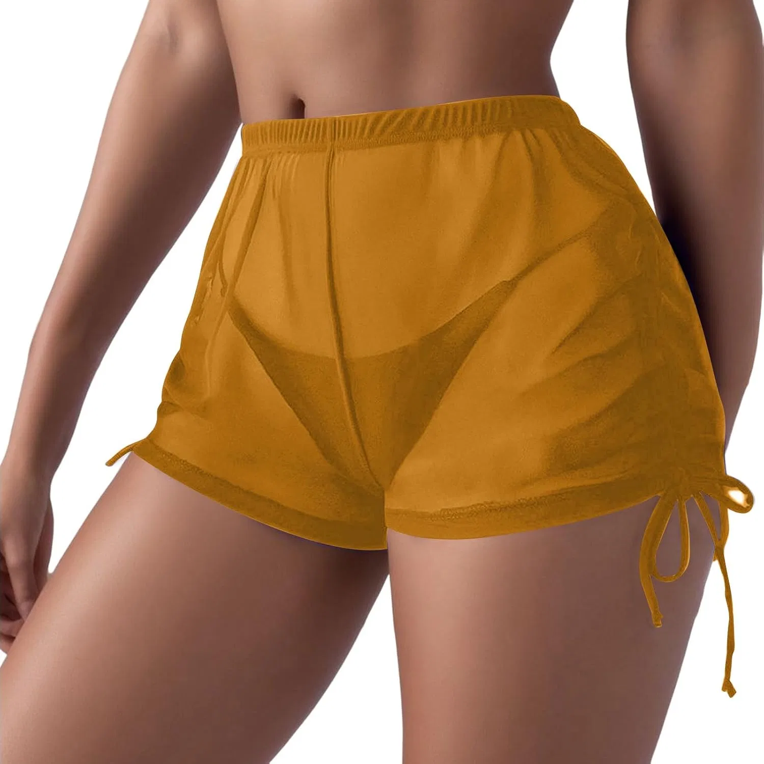 Женские плавательные шорты с высокой талией, Yellow