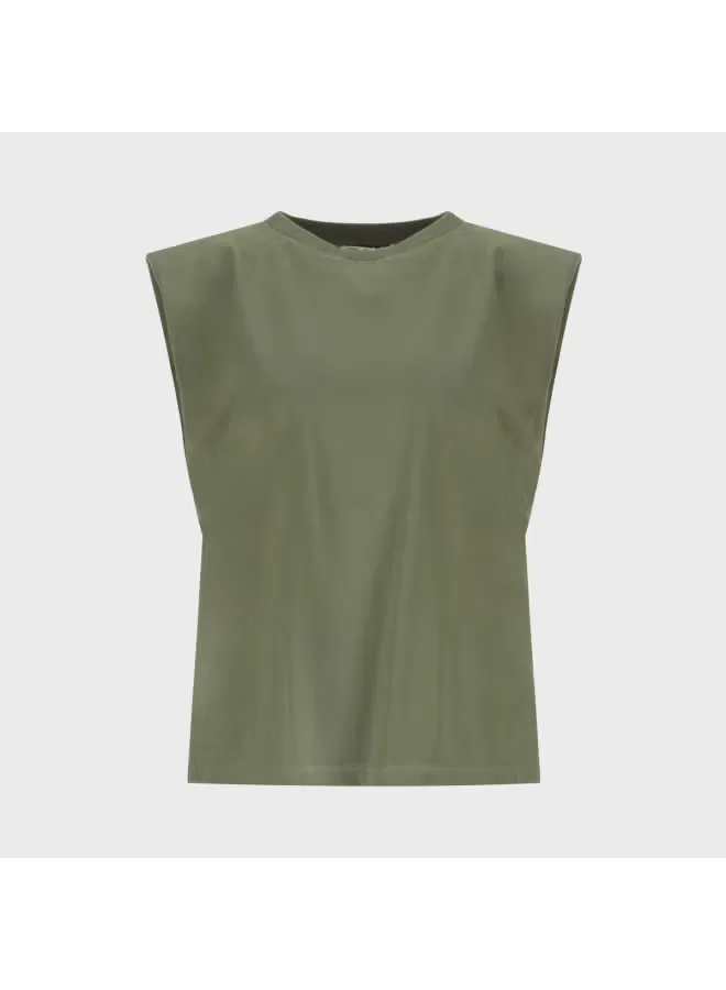 Футболка без рукавов с плечевыми накладками Zara, зеленый — фото 2