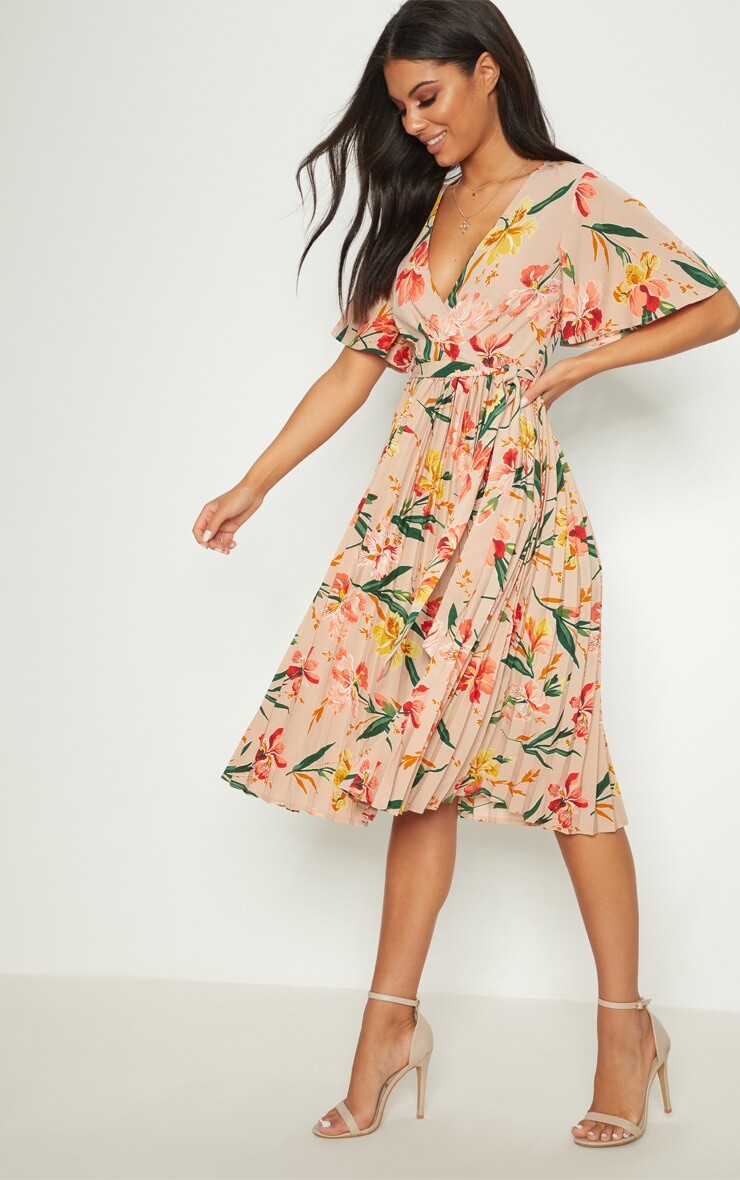 

PrettyLittleThing Розовое платье-миди со складками и цветочным принтом, Розовый, PrettyLittleThing Розовое платье-миди со складками и цветочным принтом