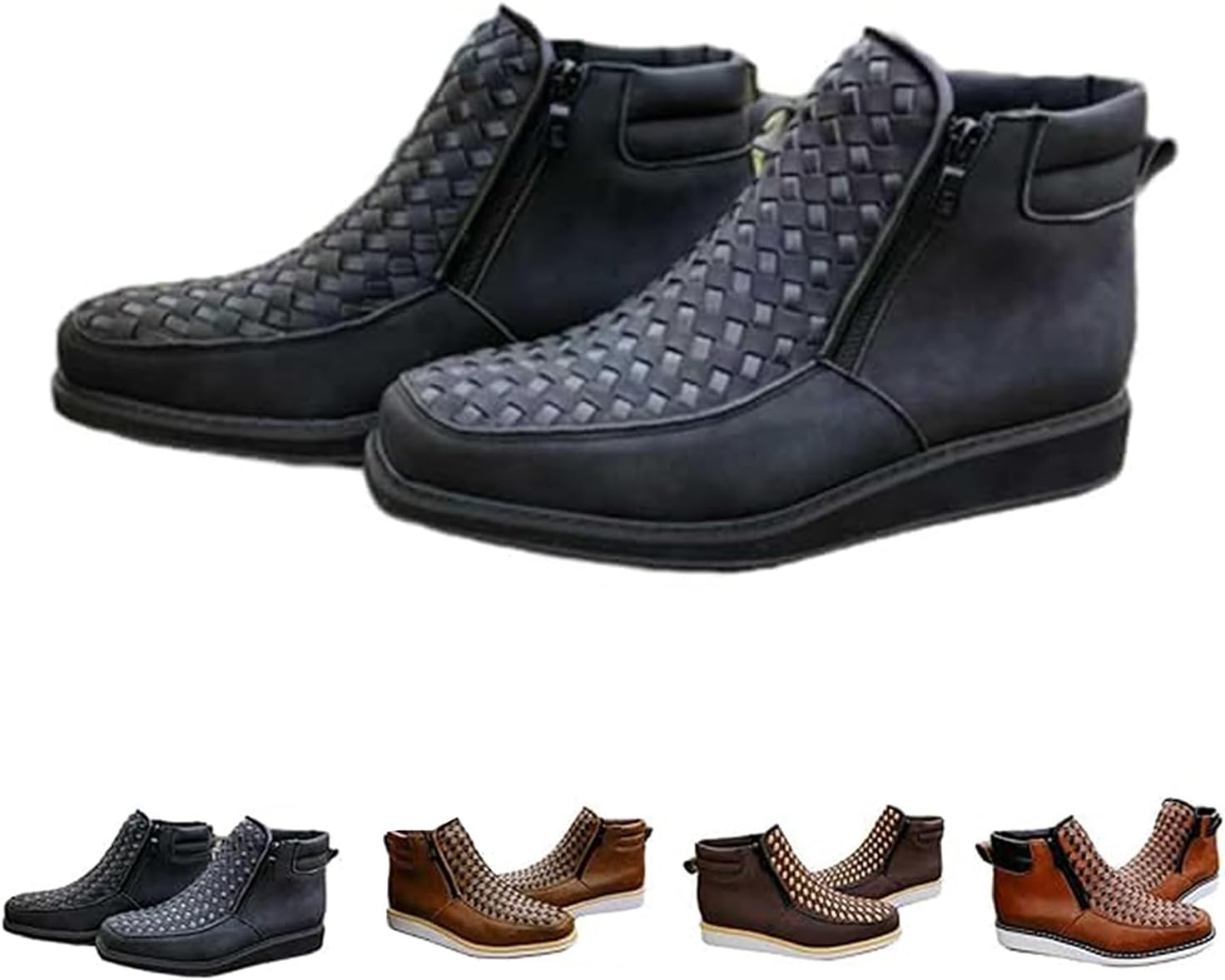 

Мужские ковбойские сапоги ручной работы с квадратным носком, кожаные сапоги, ортопедическая рабочая обувь с двойной боковой молнией Generic, черный