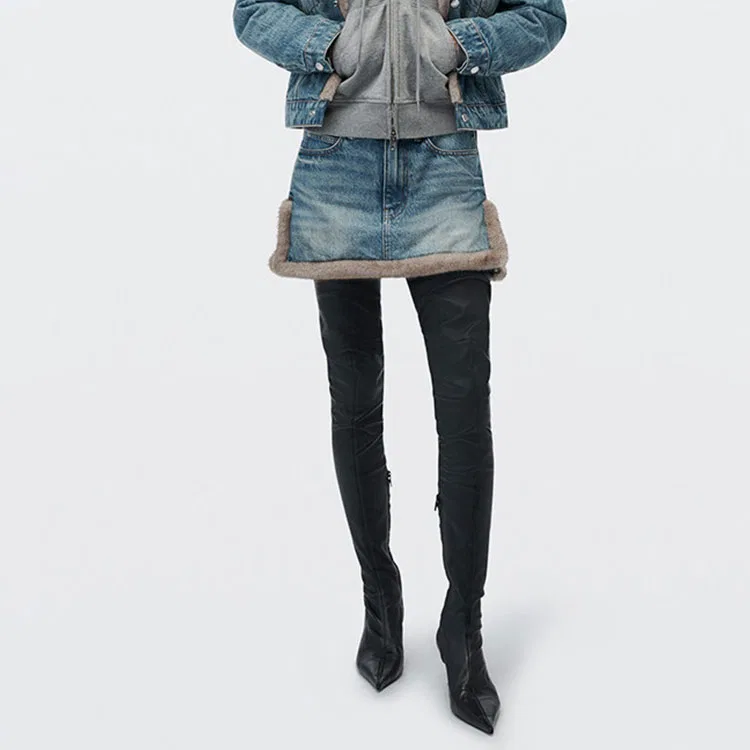 Женская джинсовая юбка-мини Alexander Wang, Light Indigo — фото 3