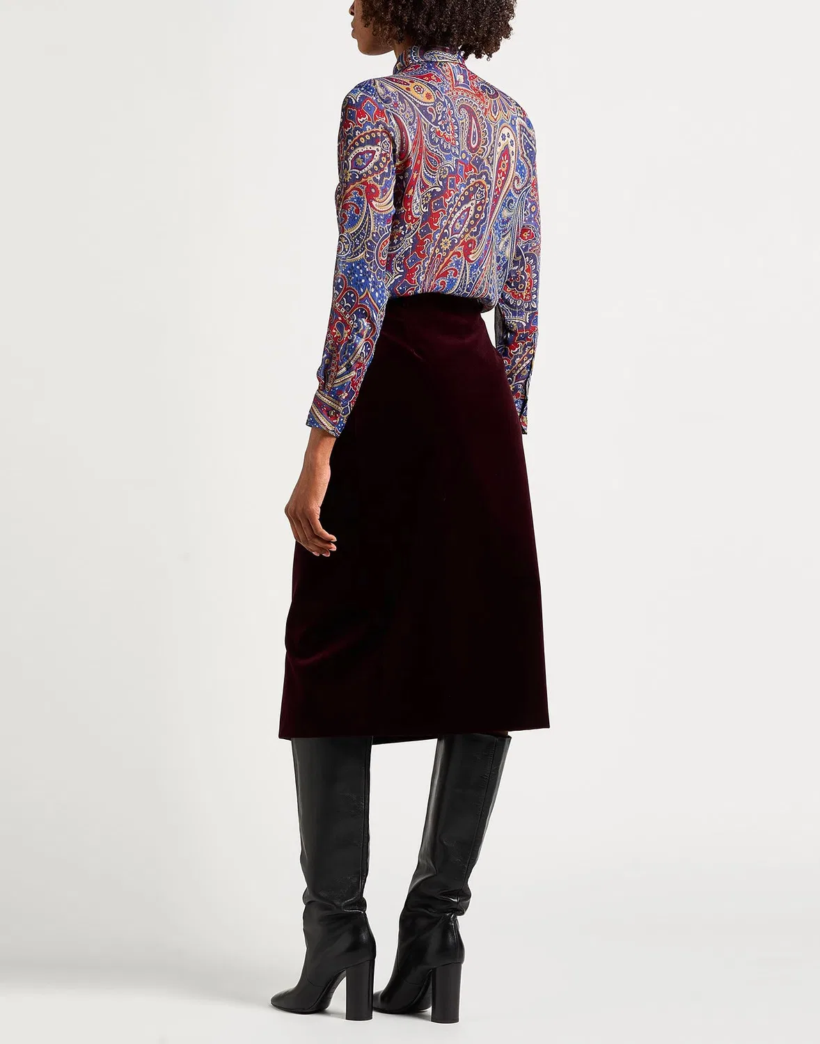 Женская юбка-запах с поясом Burgundy Saint Laurent, бордовый — фото 3