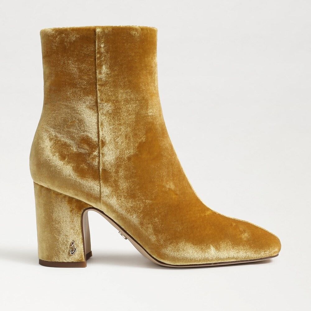 Сапоги Sam Edelman Fawn, женские, размер США 5.5, желтая замша, квадратный носок, короткие — фото 2