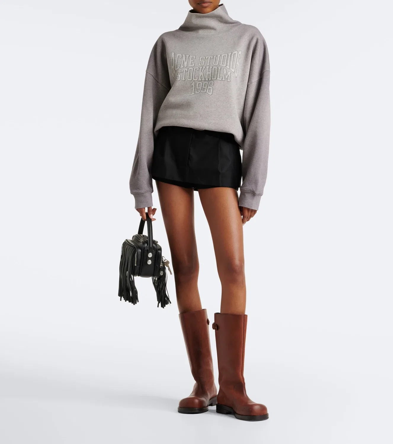 Хлопковая юбка-шорты Acne Studios, черный — фото 2