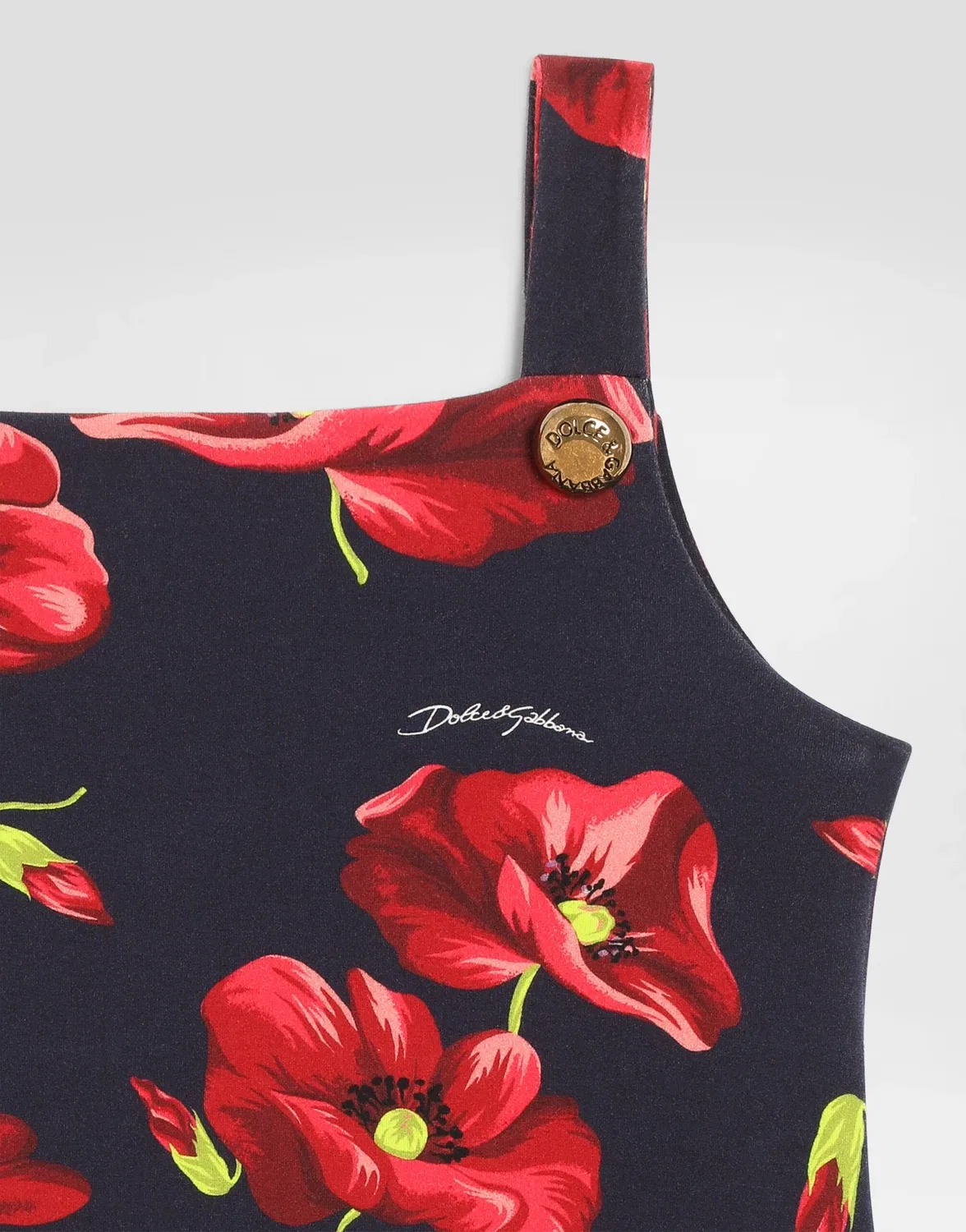 Платье из интерлока с маковым принтом Dolce&Gabbana, черный — фото 4