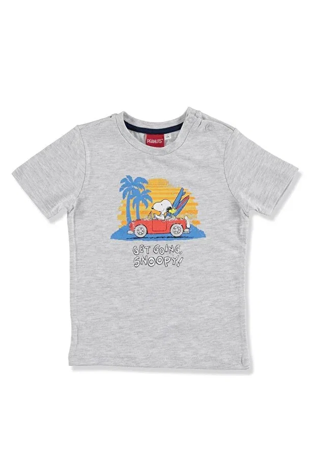 Детская футболка для мальчиков с принтом Snoopy Printed Cotton Peanuts, Gray Melange