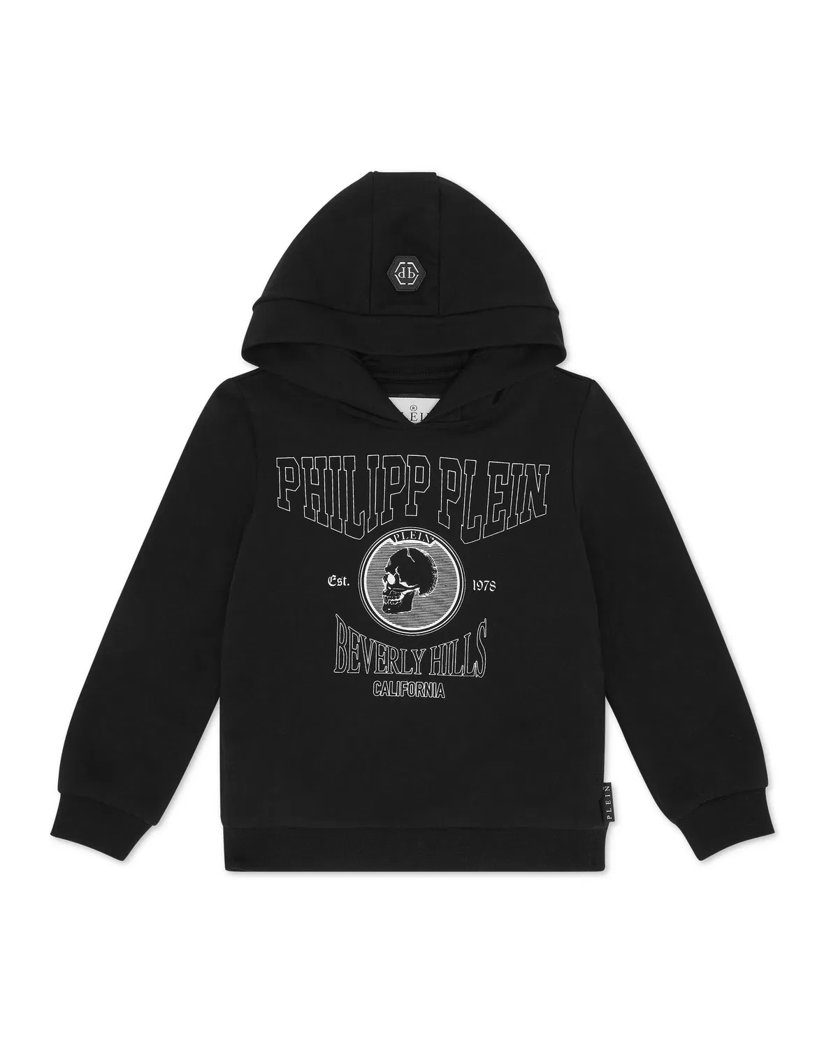 Детское худи на молнии с принтом PHILIPP PLEIN, черный