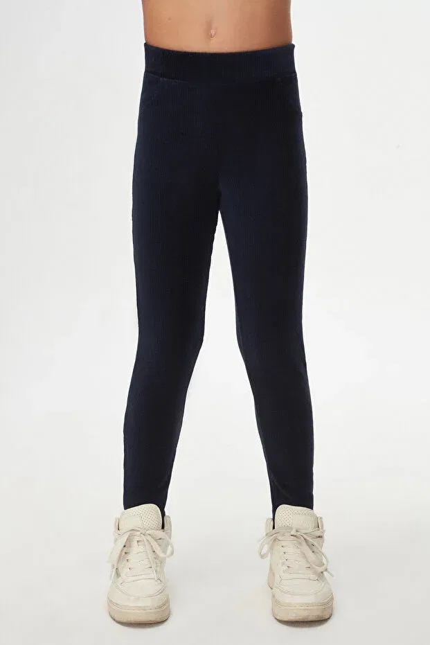 Детские леггинсы для девочек с карманами вельветовые Lovetti, Light Navy Blue — фото 2
