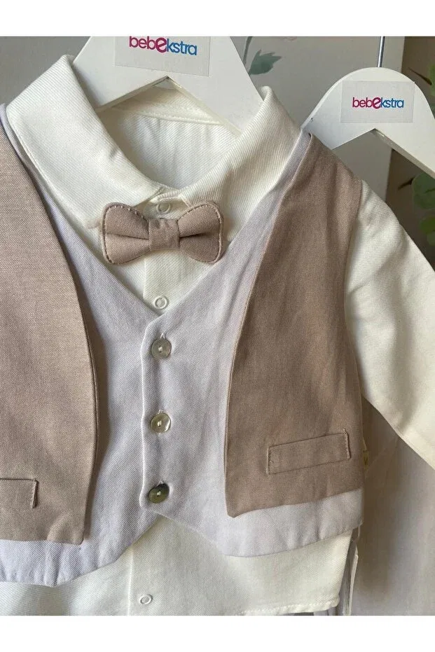 Детский комплект жилетов для мальчиков из льняной смеси Butik, Beige — фото 2