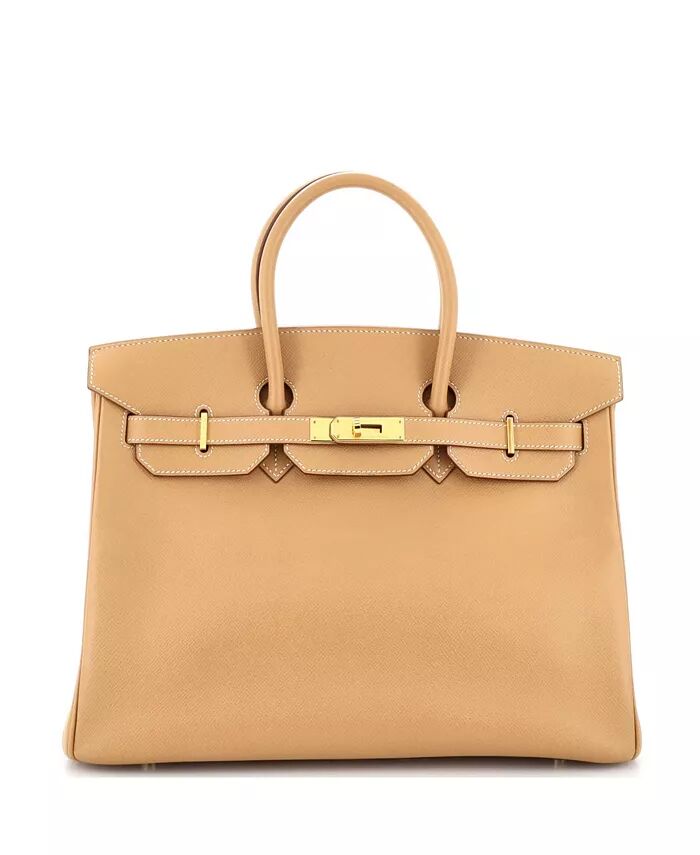 

Сумка Birkin 35, коричневая, Veau Grain Lisse с золотой фурнитурой Pre-Owned HERMÉS, коричневый/бежевый