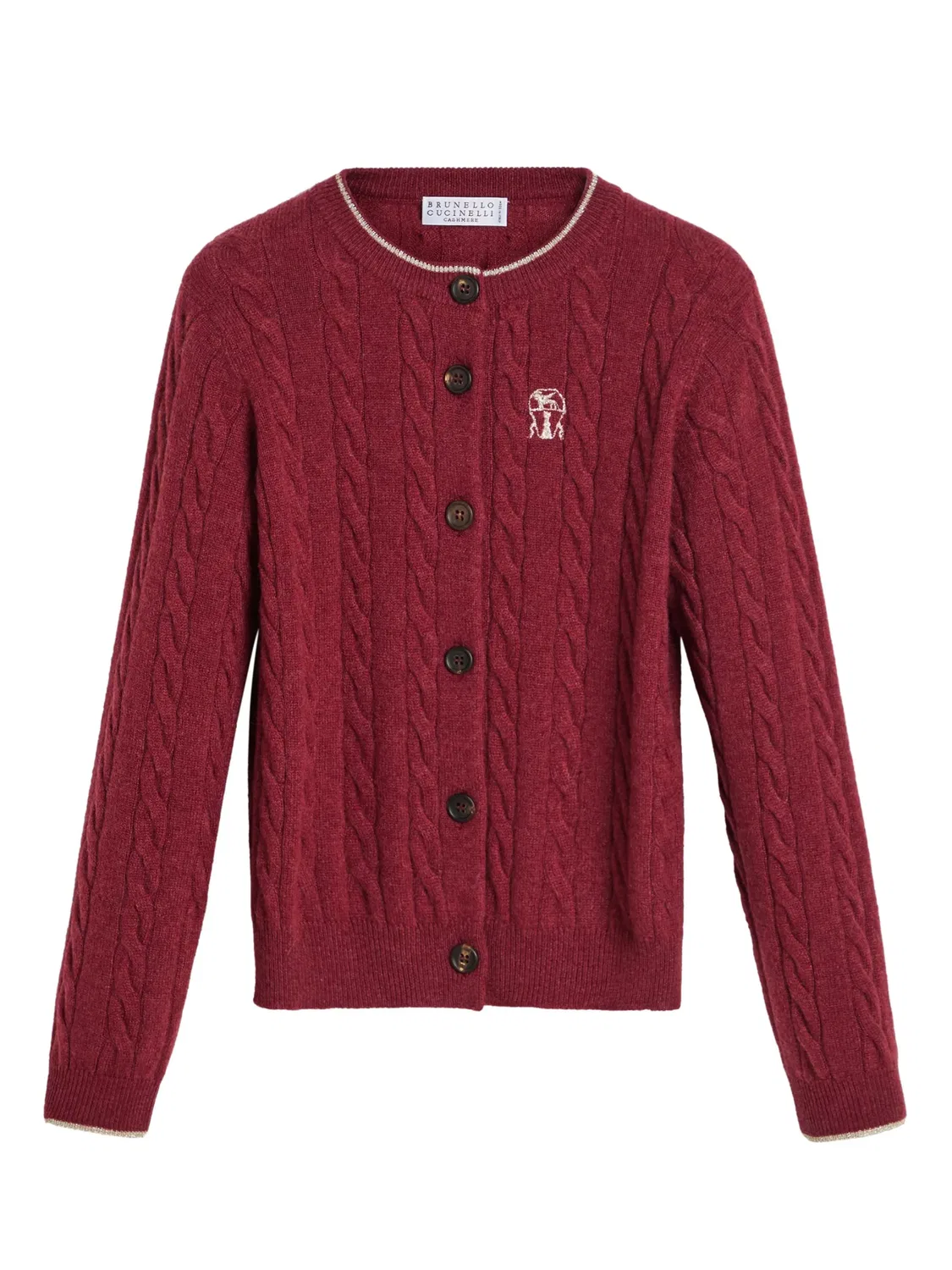 Кардиган косой вязки из кашемира Brunello Cucinelli, красный