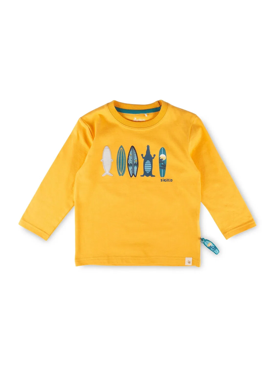 Рубашка Sigikid Langarmshirt Blue & Bright оранжевого цвета